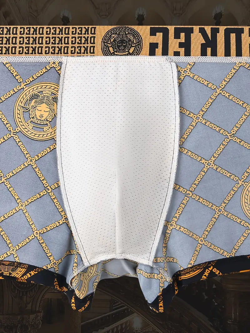 Men's Luxury Style Golden Print Boxers (Pack Of 9) Gift Box