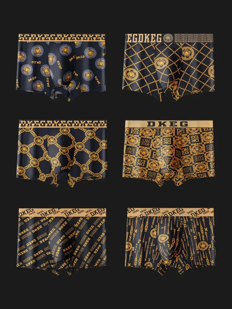 Men's Luxury Style Golden Print Boxers (Pack Of 9) Gift Box