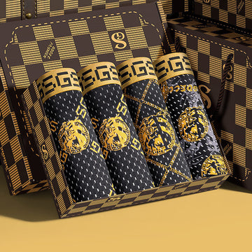 Men's Luxury Style Golden Print Boxers (Pack Of 9) Gift Box