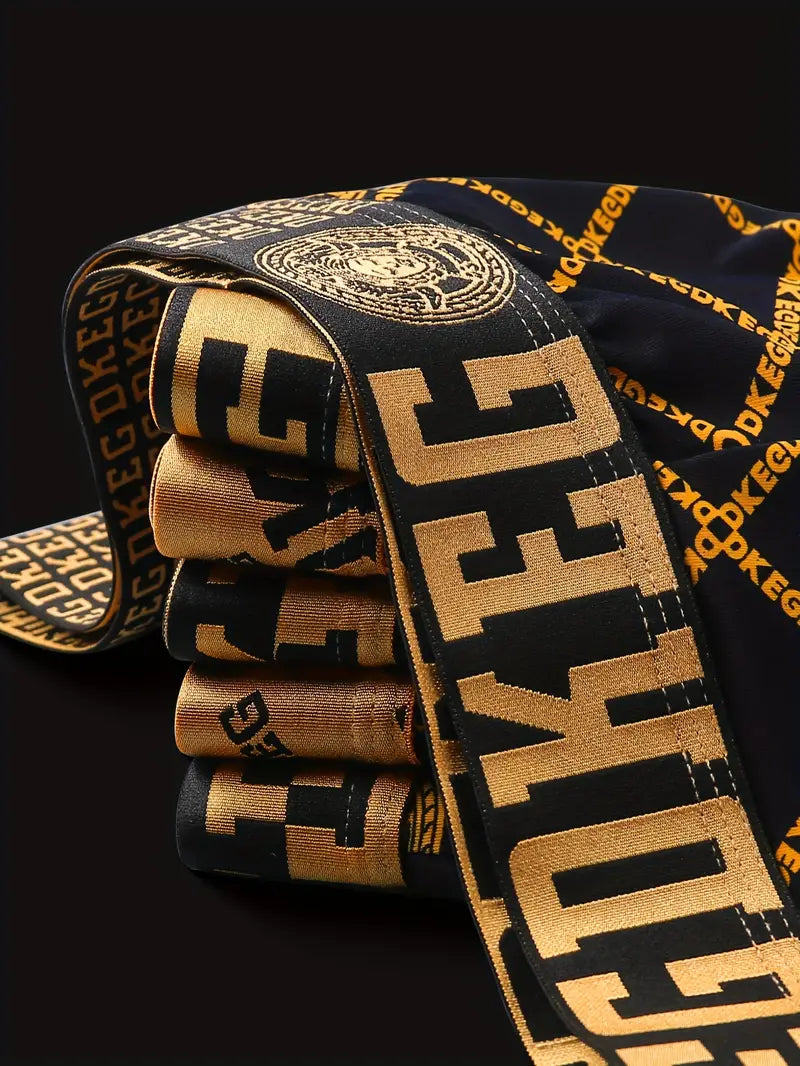 Men's Luxury Style Golden Print Boxers (Pack Of 9) Gift Box