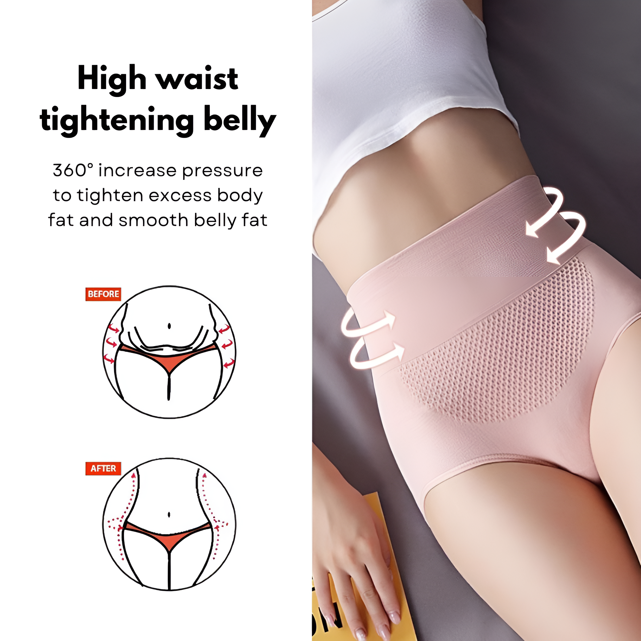 Womens High waisted Tummy Tucking Seamless Underwear (Pack of 6)