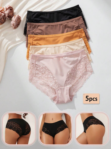 Plain Splice Lace Triangle Panties