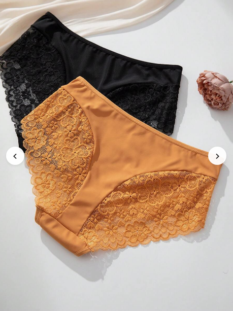 Plain Splice Lace Triangle Panties
